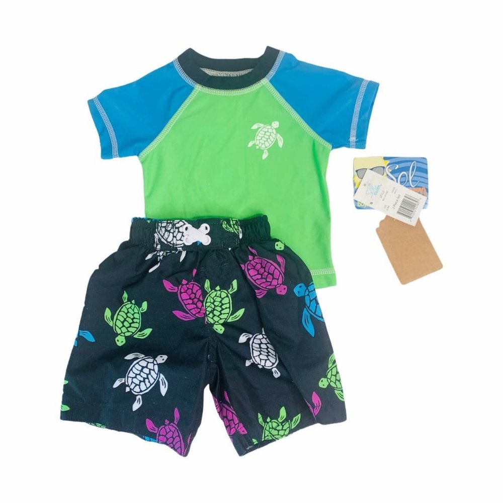 B06-Sol Swim, 3-6M, s/s rash guard + swim trunks